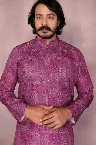 Wine printed cotton blend stright designer kurta with pyjama set