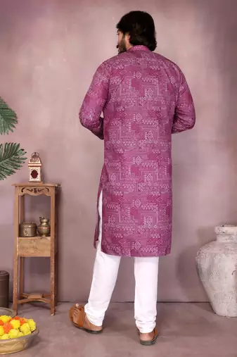 Wine printed cotton blend stright designer kurta with pyjama set