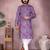 Purple printed cotton blend stright designer kurta with pyjama set