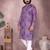Purple printed cotton blend stright designer kurta with pyjama set