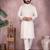White printed cotton blend stright designer kurta with pyjama set