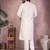 White printed cotton blend stright designer kurta with pyjama set