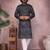 Black printed cotton blend stright designer kurta with pyjama set