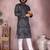 Black printed cotton blend stright designer kurta with pyjama set