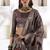 brown soft dola silk blend with foil print saree