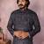 Black printed cotton blend stright designer kurta with pyjama set