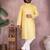 Yellow printed cotton blend stright designer kurta with pyjama set