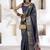 dusty navy soft dola silk blend with foil print saree