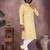 Yellow printed cotton blend stright designer kurta with pyjama set