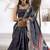 dusty navy soft dola silk blend with foil print saree