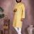 Yellow printed cotton blend stright designer kurta with pyjama set