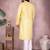 Yellow printed cotton blend stright designer kurta with pyjama set
