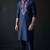 Navy embroidered dupion silk kurta set