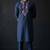 Navy embroidered dupion silk kurta set