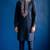 Navy embroidered dupion silk kurta set