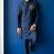 Navy embroidered dupion silk kurta set