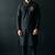 Black embroidered dupion silk kurta set