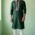 Green embroidered dupion silk kurta set