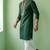Green embroidered dupion silk kurta set