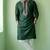 Green embroidered dupion silk kurta set