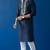 Navy embroidered dupion silk kurta set