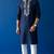 Navy embroidered dupion silk kurta set