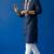 Navy embroidered dupion silk kurta set