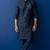 Navy embroidered dupion silk kurta set