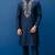 Navy embroidered dupion silk kurta set