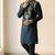 Navy embroidered dupion silk kurta set