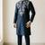 Navy embroidered dupion silk kurta set