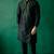 Black embroidered dupion silk kurta set