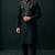 Black embroidered dupion silk kurta set