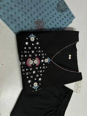  black foil mirror work cotton anarkali suit 5
