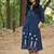  navy blue floral embroidered denim a-line middi