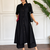  black solid a-line pure cotton kurta set with trousers