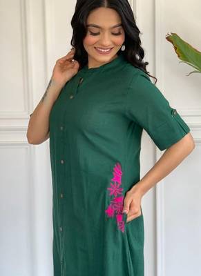  green solid a-line pure cotton kurta set with trousers 4
