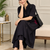  black solid a-line pure cotton kurta set with trousers