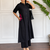  black solid a-line pure cotton kurta set with trousers