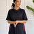  black solid a-line pure cotton kurta set with trousers