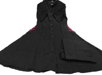  black solid a-line pure cotton kurta set with trousers 5