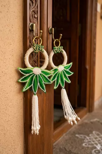 Traditional Decorative Handmade Lotus Patch Shubh Labh Hanging for Decoration for Home Decor (Pack of 2)
