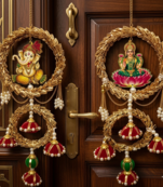Handmade Lakshmi Ganesh Wall Hanging Decorative Door Hanging Traditional Indian Festive Home Decor (Pack of 2)