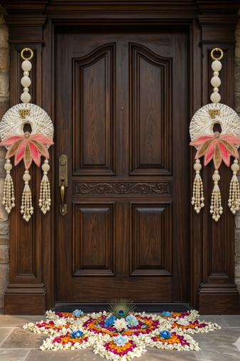 Handmade Lotus Pearl Shubh Labh Door Hanging Traditional Decor for Home Decoration (Pack of 2)
