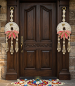 Handmade Lotus Pearl Shubh Labh Door Hanging Traditional Decor for Home Decoration (Pack of 2)