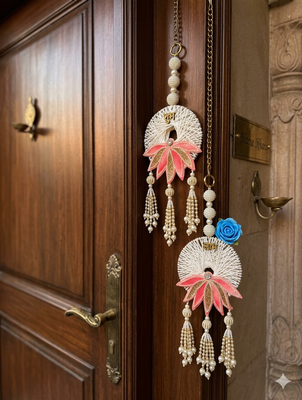 Handmade Lotus Pearl Shubh Labh Door Hanging Traditional Decor for Home Decoration (Pack of 2) 2
