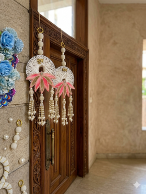 Handmade Lotus Pearl Shubh Labh Door Hanging Traditional Decor for Home Decoration (Pack of 2) 3