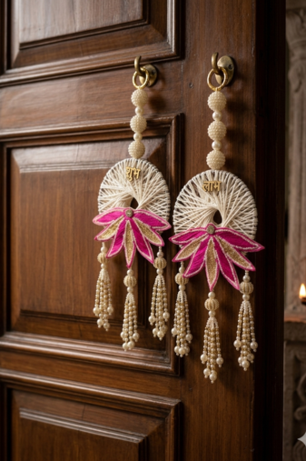 Handmade Lotus Shubh Labh Hanging Decorative Traditional for Home Festival Decoration (Pack of 2)
