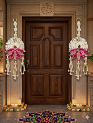 Handmade Lotus Shubh Labh Hanging Decorative Traditional for Home Festival Decoration (Pack of 2) 2