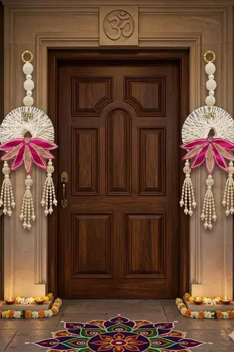 Handmade Lotus Shubh Labh Hanging Decorative Traditional for Home Festival Decoration (Pack of 2)